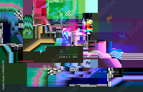 Screen glitching lag bandwidth distortion. Display lag texture vector illustration.