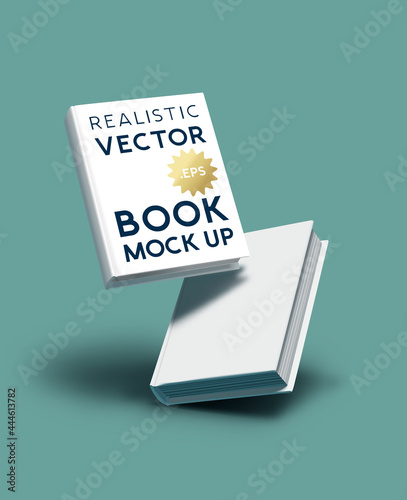 Blank realistic book cover mockup - e-book and marketing template vector illustration.