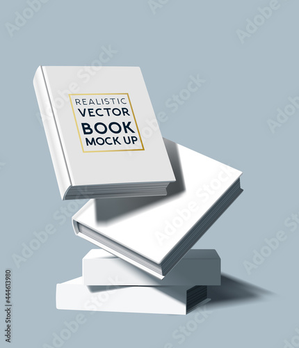 A stack of white blank hardcover books. Marketing and E-book template vector illustration. photo