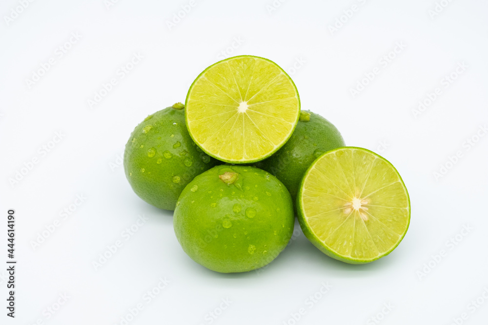 Fresh green lemon isolated on white background. Fresh green lemon isolated on white background.