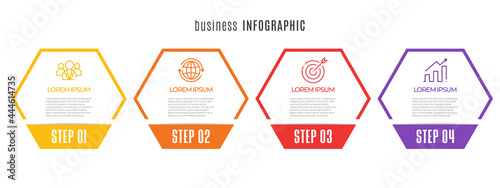 Hexagon timeline infographic template 4 steps