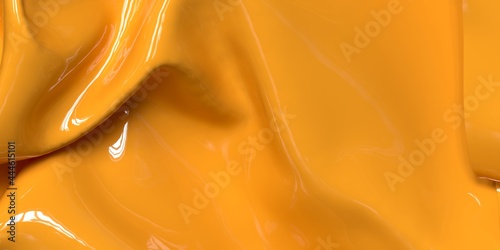 Modern illustration with orange liquid background. Abstract shiny wave design background. 3D illustration.