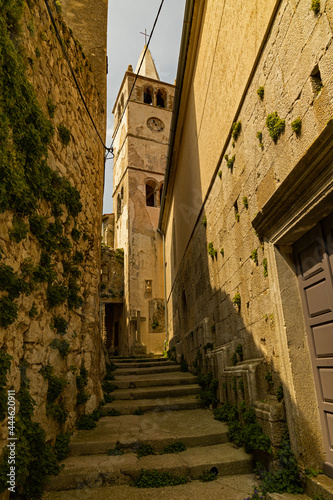 street view in the old medieval town Plomin in Croatia photo