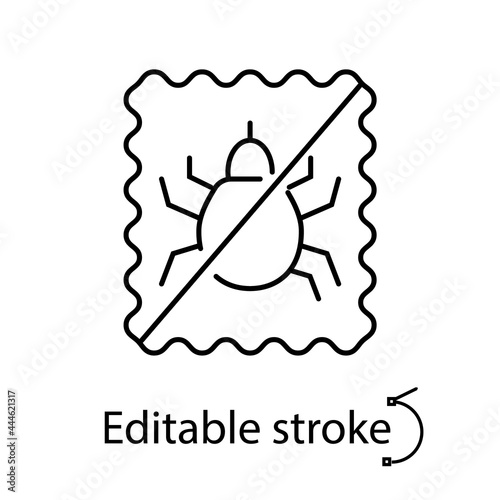 Dust mite repellent outline icon. Fabric feature. Textile industry. Insect protection