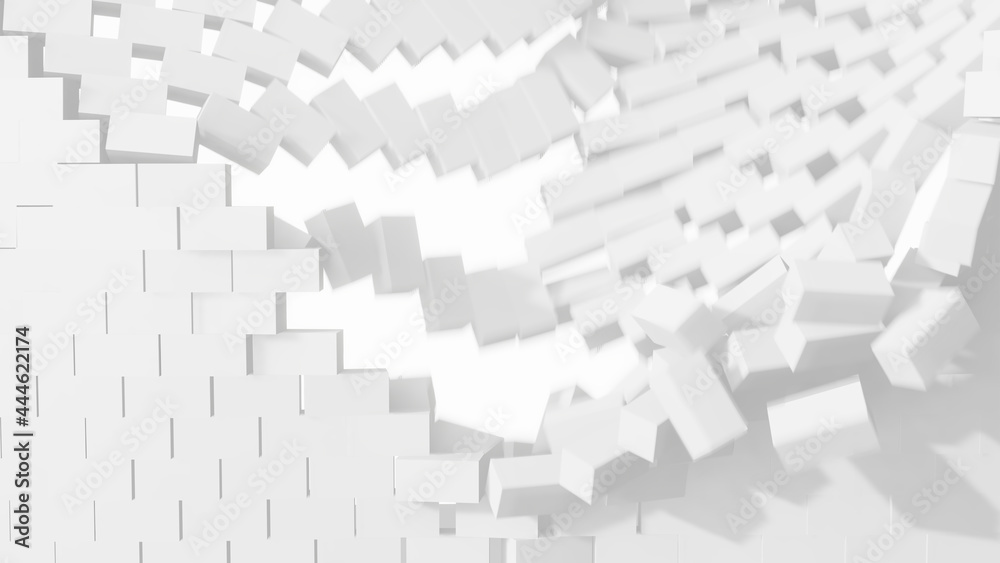 Falling white brick. 3D illustration Falling white brick. 3D illustration