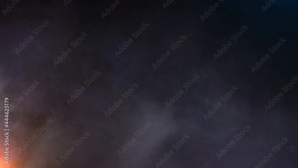 Smoke Rolling with Orange Glow Background 4K Loop features Smoke rolling the right of the screen with an orange glow in the lift bottom corner in a loop