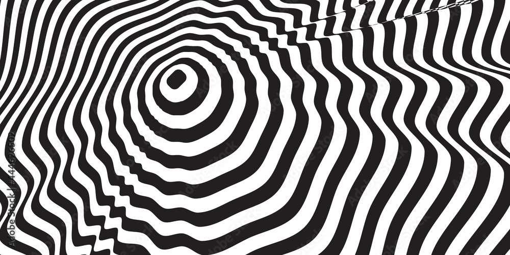 Black and white wave optical art background Black and white wave optical art background
