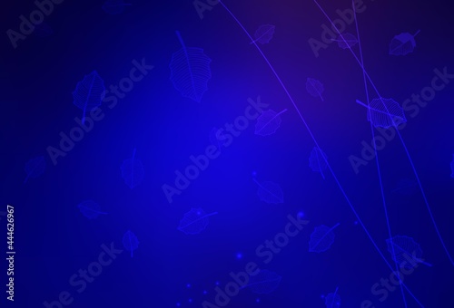 Dark BLUE vector abstract background with trees, branches.