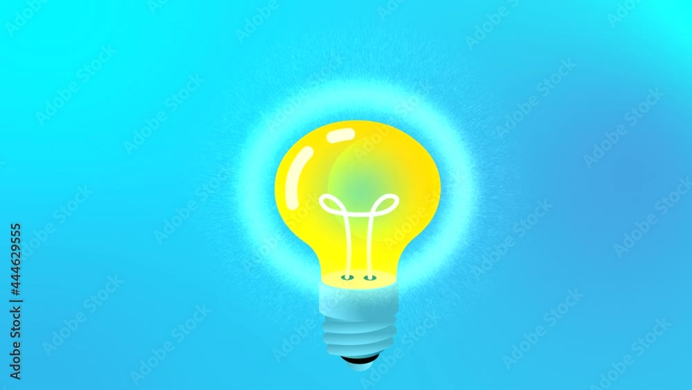 Cartoon idea bulb lighting on blue background. Animation for illustrating idea, progress, brainstorming, etc... Cartoon idea bulb lighting on blue background. Animation for illustrating idea, progress, brainstorming, etc...