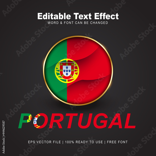 Portugal text effect style - Editable text effect vector illustration. Hungary 3d Flag - Euro 2020 Finalists