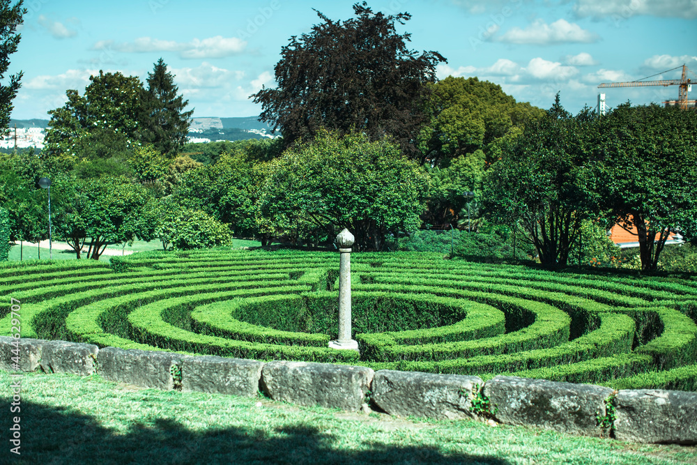 View of the Maze built by hedges located at Park of Sao Roque in Porto, Portugal. View of the Maze built by hedges located at Park of Sao Roque in Porto, Portugal.
