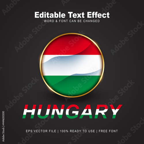 Hungary text effect style - Editable text effect vector illustration. Hungary 3d Flag - Euro 2020 Finalists