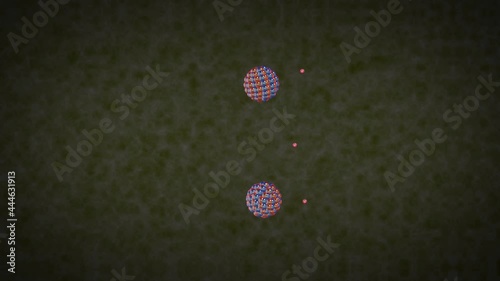 Chain reaction (Nuclear Fission). Simplified animation showing how Nuclear chain reaction happens photo