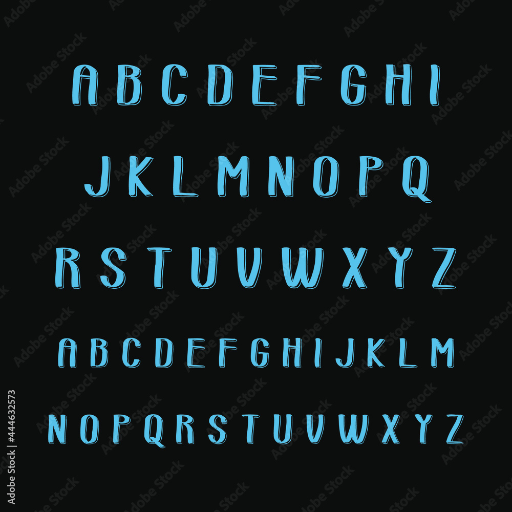 Modern Blue Retro Font A to Z