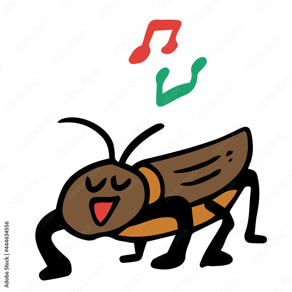 歌う鈴虫のデフォルメイラスト Stock Vector Adobe Stock