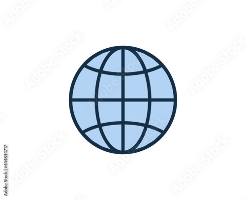 Line globe icon isolated on white background. Outline symbol for website design  mobile application  ui. Electronics pictogram. Vector illustration  editorial stro  k. 