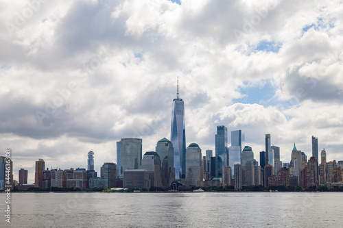 Overcast view of the famous Manhattan skyline
