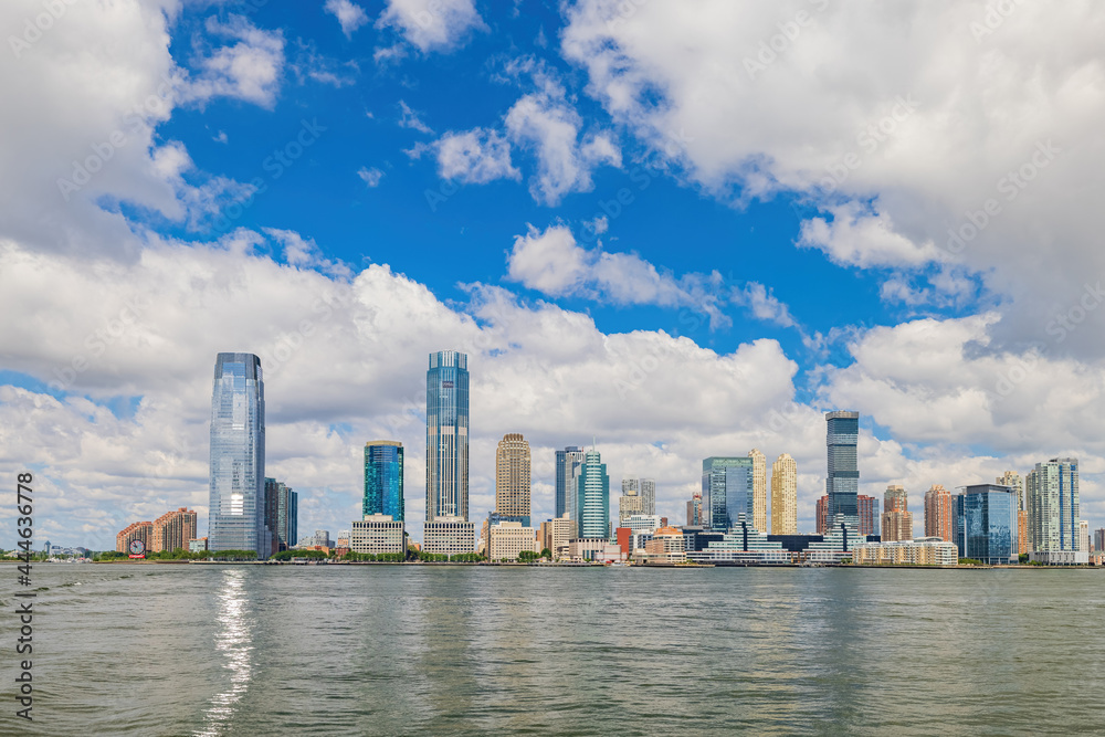 Sunny view of the Jersey City skyline
