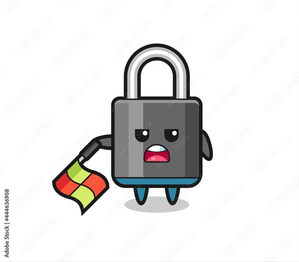 padlock character as line judge hold the flag down at a 45 degree angle padlock character as line judge hold the flag down at a 45 degree angle