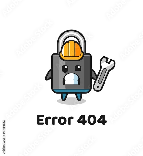 error 404 with the cute padlock mascot