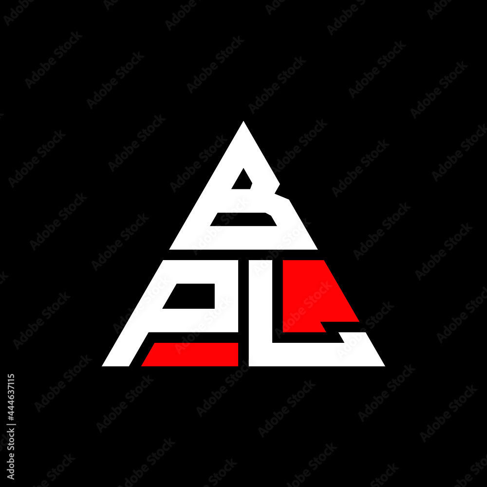 BPL triangle letter logo design with triangle shape. BPL triangle logo design monogram. BPL triangle vector logo template with red color. BPL triangular logo Simple, Elegant, and Luxurious Logo. BPL 