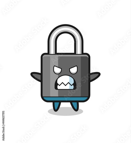 wrathful expression of the padlock mascot character