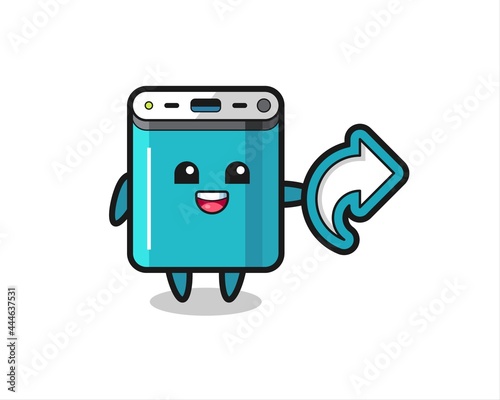 cute power bank hold social media share symbol