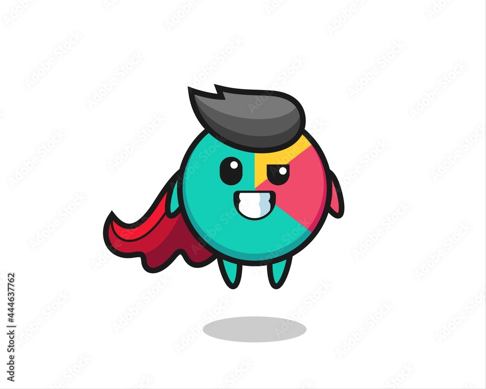 the cute chart character as a flying superhero