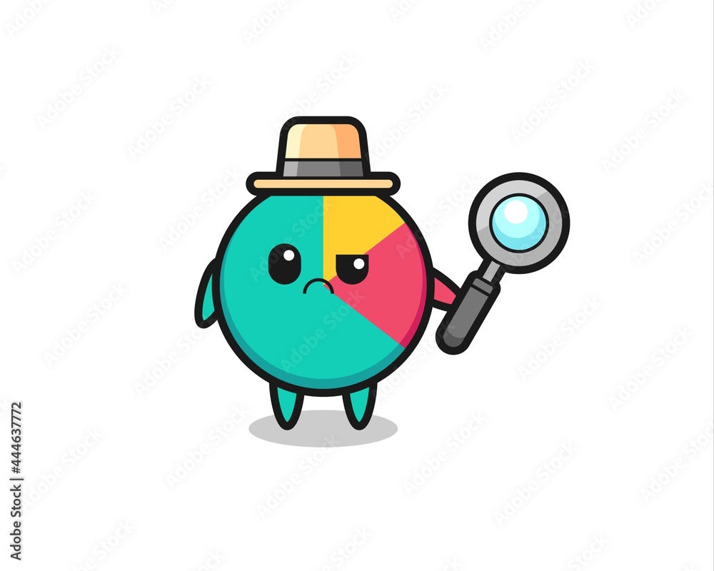 the mascot of cute chart as a detective