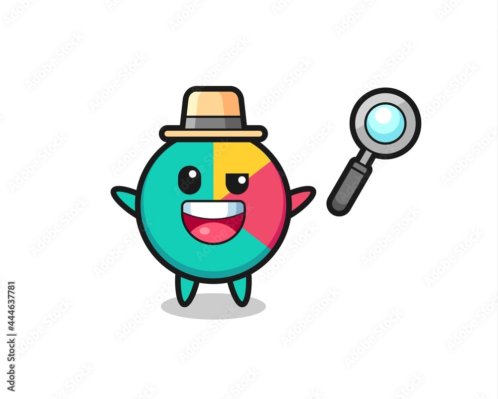 illustration of the chart mascot as a detective who manages to solve a case