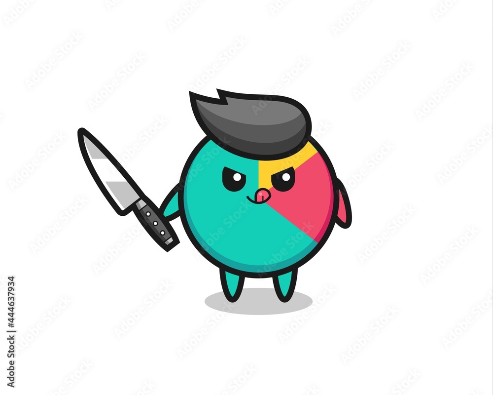 cute chart mascot as a psychopath holding a knife