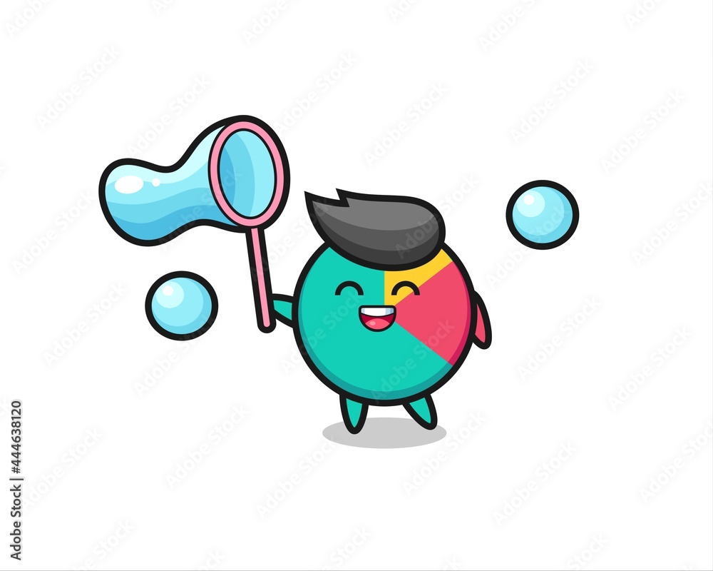 Fototapeta premium happy chart cartoon playing soap bubble