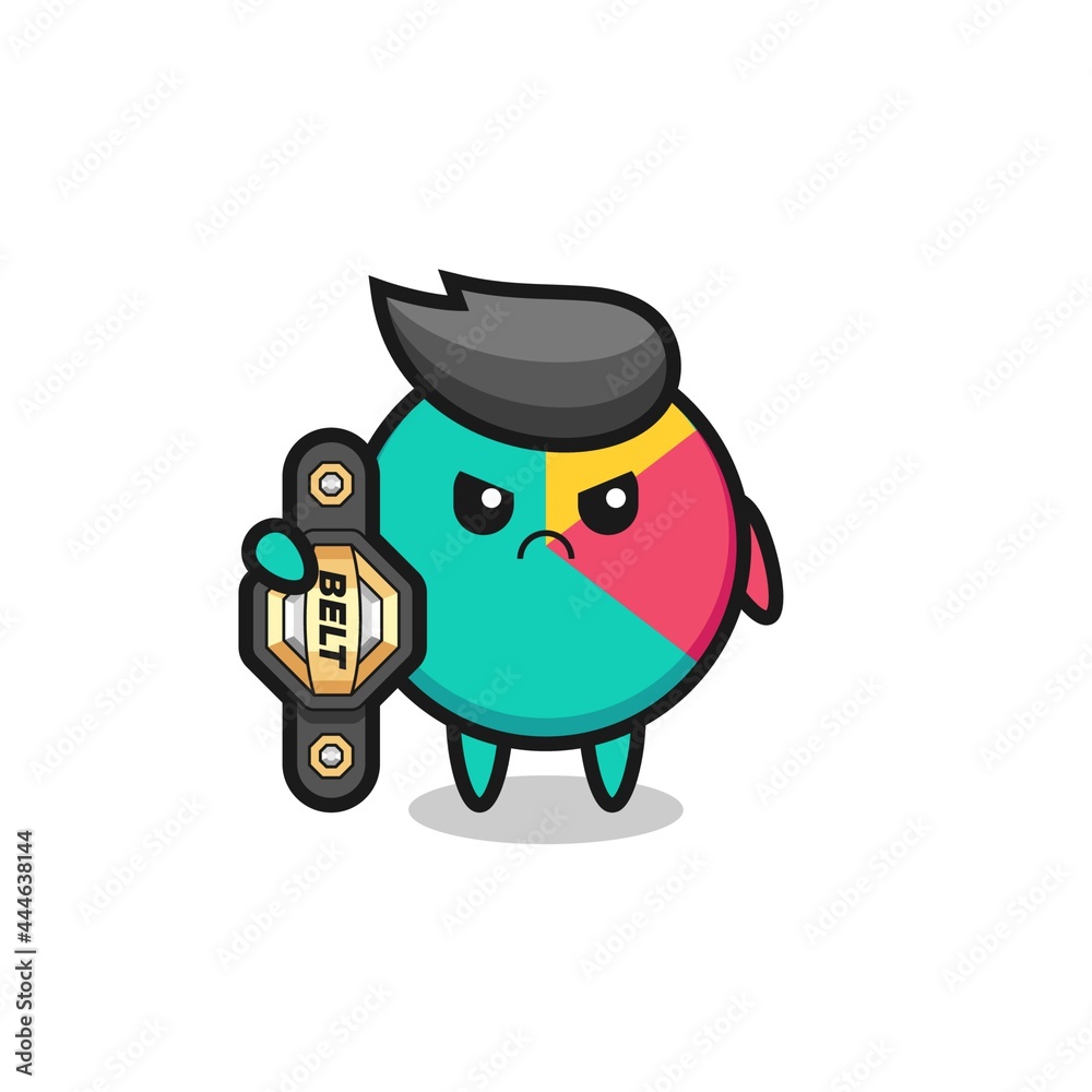 chart mascot character as a MMA fighter with the champion belt chart mascot character as a MMA fighter with the champion belt