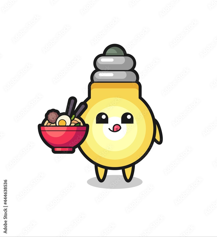 cute light bulb character eating noodles cute light bulb character eating noodles