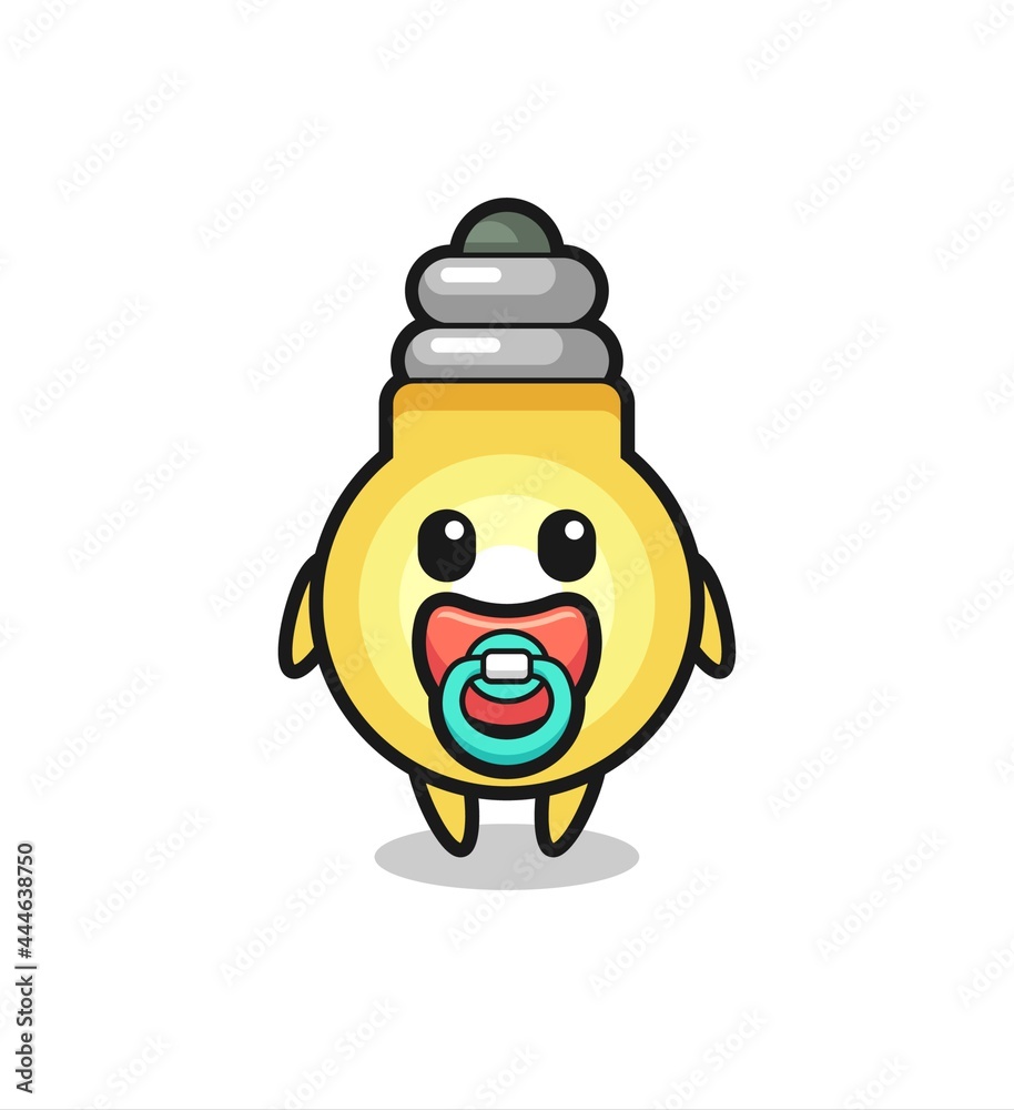 baby light bulb cartoon character with pacifier baby light bulb cartoon character with pacifier