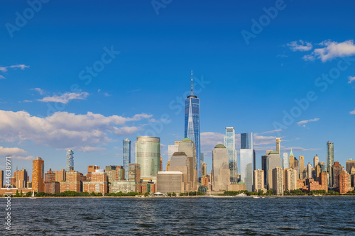 Sunny view of the famous Manhattan skyline