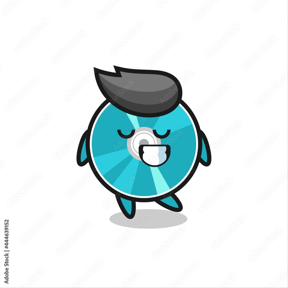 optical disc cartoon illustration with a shy expression optical disc cartoon illustration with a shy expression
