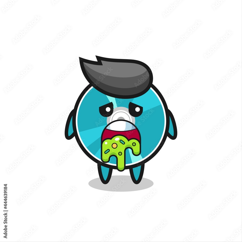 Fototapeta premium the cute optical disc character with puke