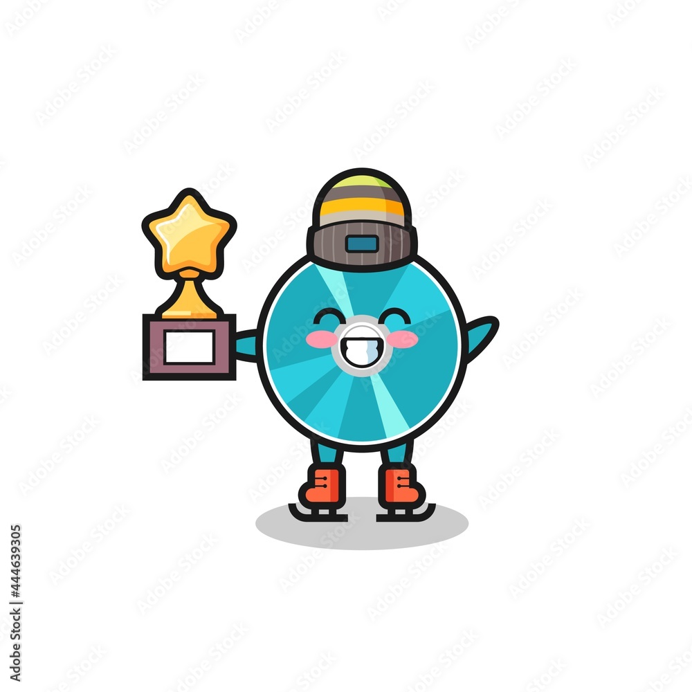optical disc cartoon as an ice skating player hold winner trophy optical disc cartoon as an ice skating player hold winner trophy
