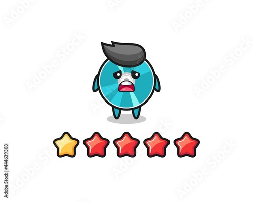 the illustration of customer bad rating, optical disc cute character with 1 star © heriyusuf