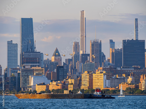 Photography Six helicopter flying around the Manhattan city