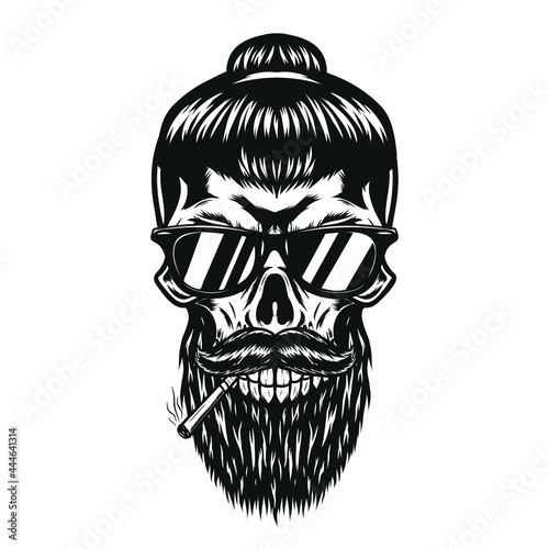 Men Skull With Her beard and cigarette.