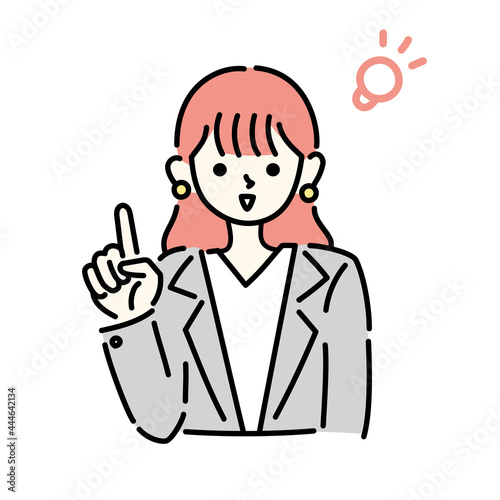ひらめきポーズの女性のイラスト