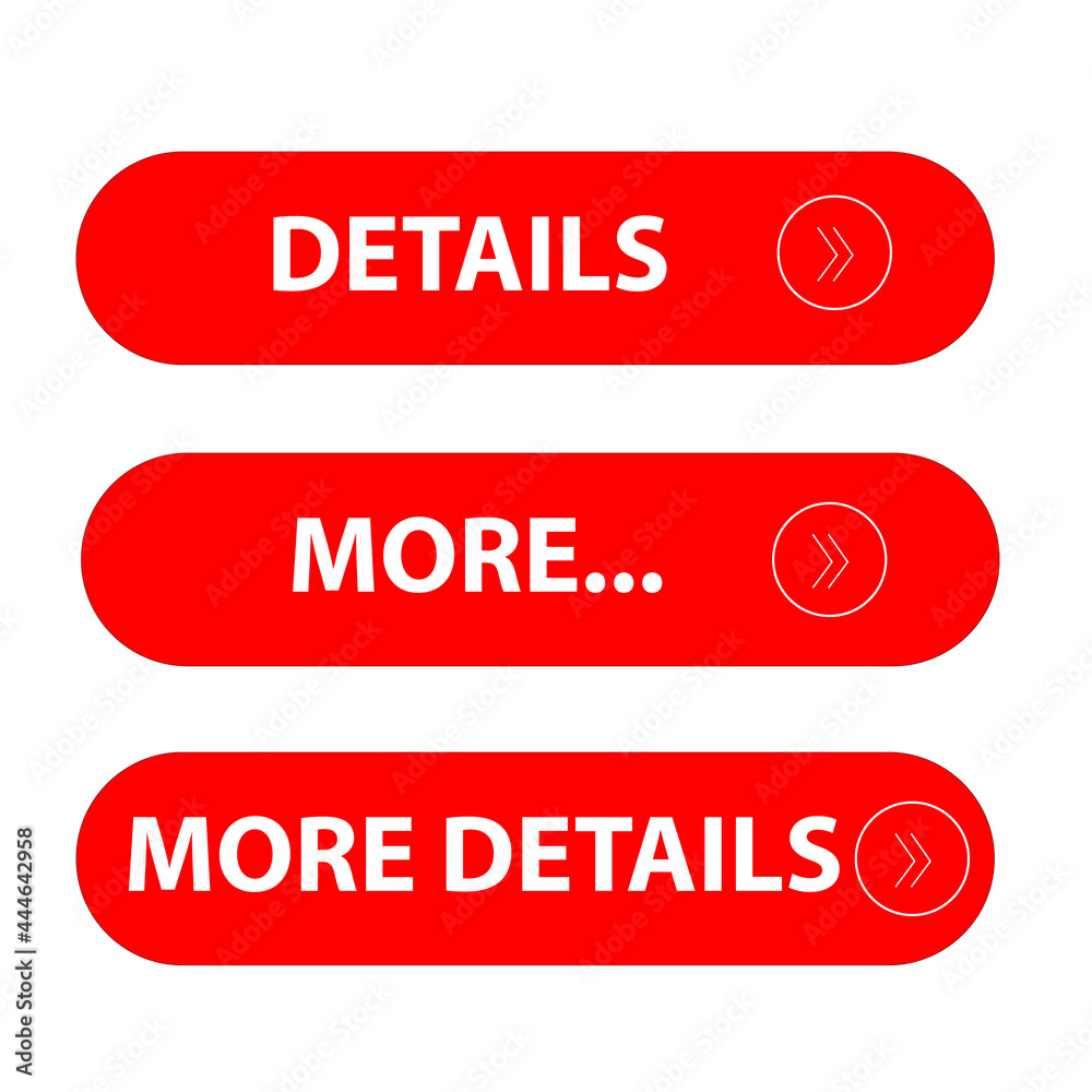 details button on white background. more button. more details button. flat style. details button on white background. more button. more details button. flat style.
