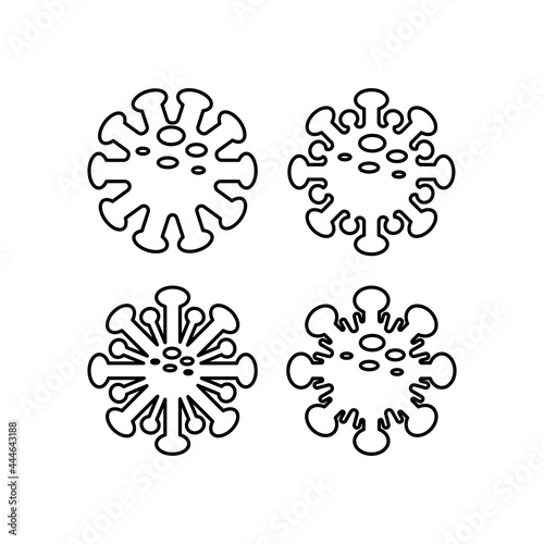 covid-19. Coronavirus 2019-nCoV vector illustration. Coronavirus icon. corona icon line art. black color on white background isolated. virus attack. influenza pandemic. the virion of Corona-virus.