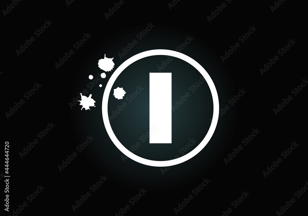 Initial I monogram letter alphabet in a circle with brush splash. Font emblem. Modern vector logo design for painting business and company identity. Initial I monogram letter alphabet in a circle with brush splash. Font emblem. Modern vector logo design for painting business and company identity.
