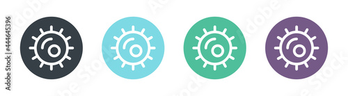 Microbes and germs icons, different viruses and bacteria symbol.