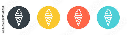 Collection of ice cream in waffle cones icon vector isolated on white background.