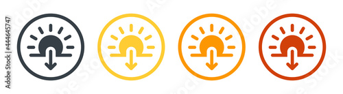 Sunset icon vector sign. Sun goes down, summer, sunlight symbol