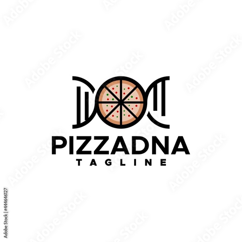 combination of a dna shape and a pizza, good for pizzeria, italian restaurant or cafe logo or any business who related with pizza